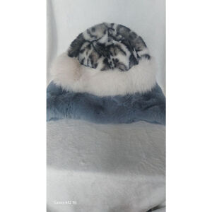 Enjoy Wild Elegance with this Faux Fur Leopard Print Hat White and black